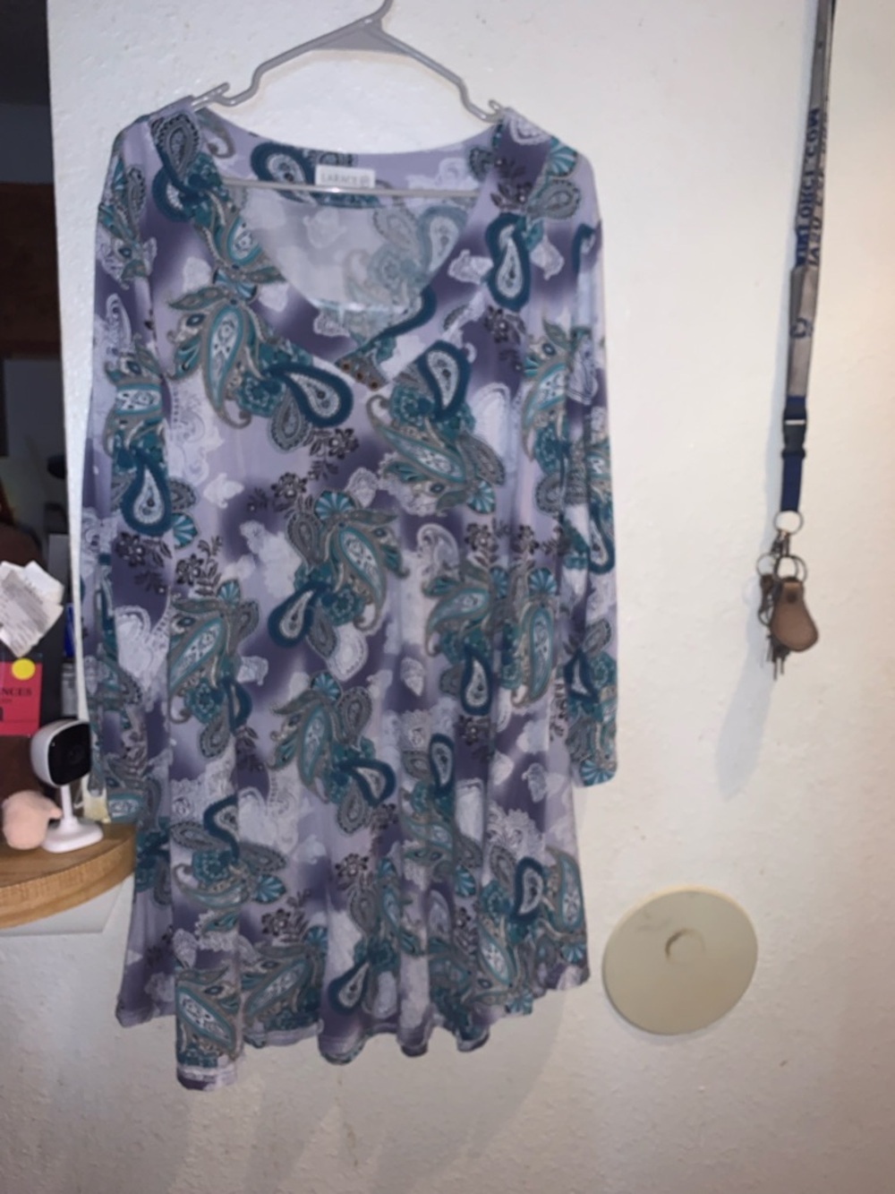Laura Scott Lavender Paisley Long-Sleeve Swing Blouse